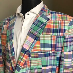 44R Madras Blazer 100% Cotton